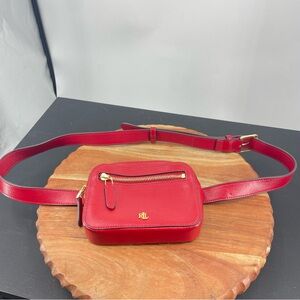 Lauren Ralph Lauren Red Crossbody Bag with Gold Details